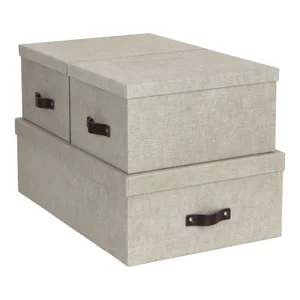 Sada 3 béžových úložných krabic Inge od Bigso Box of Sweden