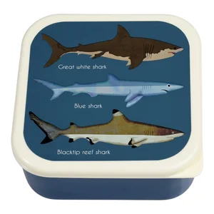 Sada 3 tmavě modrých dětských svačinových boxů Sharks – Rex London