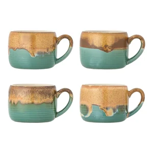 Sada 4 kameninových hrnků Sheen Bloomingville, 400 ml, zelené a hnědé