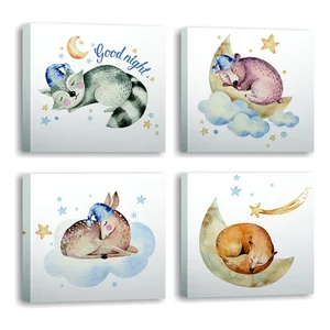 Sada 4 obrazů 30×30 cm Good Night – Wallity