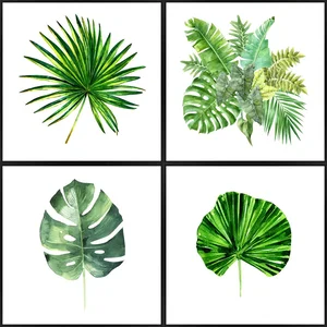 Sada 4 rámovaných plakátů Monstera 30x30 cm