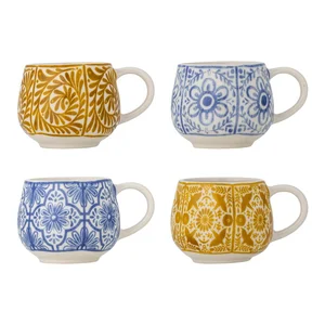 Sada 4 šálků na espresso Milton Bloomingville, kamenina 155 ml