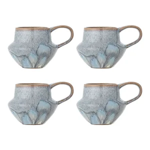 Sada 4 světle modrých hrnků Bessie z kameniny, 300 ml