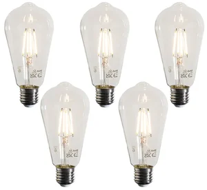 Sada 5 LED filamentových žárovek E27 ST64 4W 470 lm
