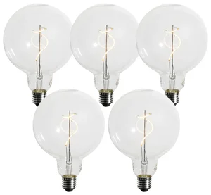 Sada 5 stmívatelných LED žárovek G125 E27 4W teplé světlo