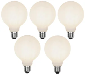 Sada 5 stmívatelných LED žárovek G95 5W E27 matné sklo