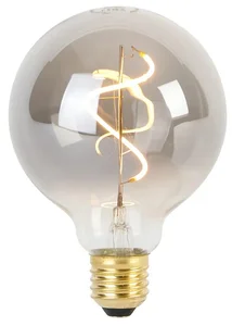 Sada 5 stmívatelných LED žárovek s vláknovým spirálovým designem E27 G95 - Kouřová, 3W, 95lm, 1800K