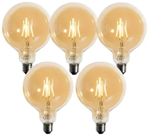 Sada 5 stmívatelných zlatých LED žárovek G125 4,9W E27