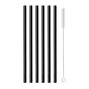 Sada 6 černých skleněných brček 20 cm Vialli Design
