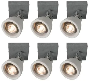 Sada 6 průmyslových reflektorů Creto šedý beton