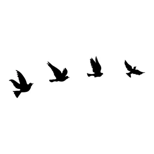 Sada kovových nástěnných dekorací Birds (4 ks)