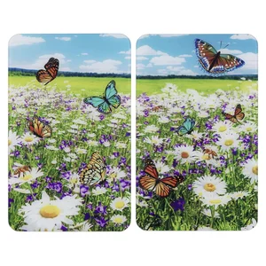 Sada krytů na sporák z tvrzeného skla 2 ks 52x30 cm Summer Meadow