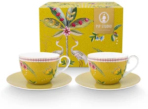 Sada šálků s podšálky La Majorelle 2ks 270ml žlutá