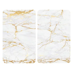 Sada skleněných krytů na sporák Wenko Marble, bílo-zlatá, 52×30 cm