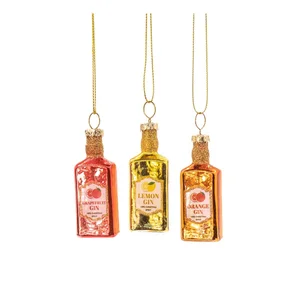 Sada skleněných vánočních ozdob Gin Bottle