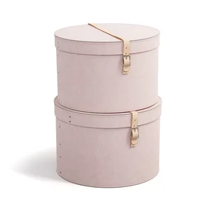 Sada světle růžových boxů s víkem Ø37,5×25 cm – Bigso