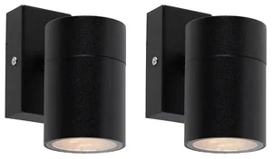 Sada venkovních nástěnných lamp z nerezové oceli, černé, IP44 – 2 kusy