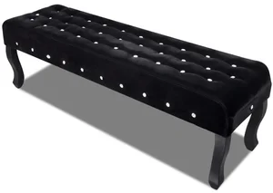 Sametová lavice s křišťálovými knoflíky černá