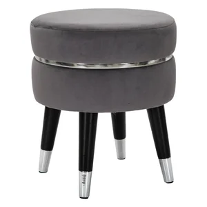 Sametová podnožka Paris v šedé barvě