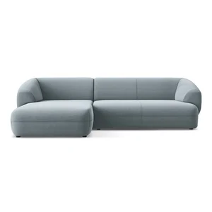 Sametová rohová pohovka Moana – levý roh, světle modrá
