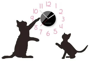 Samolepící dětské hodiny Kittens s motivem černých koťat