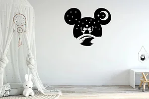 Samolepka Mickey Mouse s hvězdnou oblohou - zelená