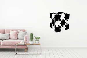 Samolepka na zeď 3D Kostka Černá 40x42cm