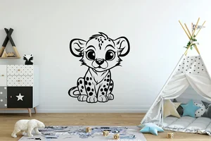 Samolepka na zeď Malý gepard růžová 90x103cm