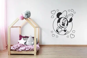 Samolepka na zeď Minnie srdíčka - černá 40x47cm