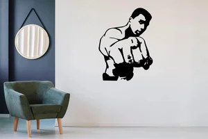 Samolepka na zeď Muhammad Ali, 85x114 cm, světle modrá