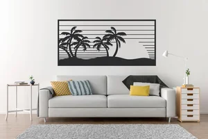 Samolepka na zeď Palmy Pláž Černá 60x28cm