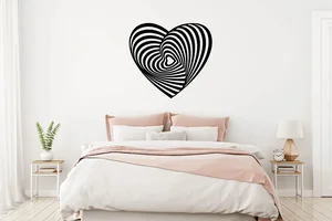 Samolepka na zeď Srdce - abstraktní design 45x41 cm černá