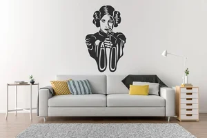 Samolepka na zeď Star Wars - Princezna Leia, 40x64cm, světle šedá
