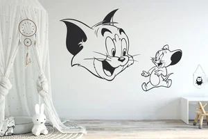 Samolepka na zeď Tom a Jerry 45x30cm Černá