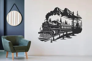 Samolepka na zeď Vlak 60x48 cm Černá