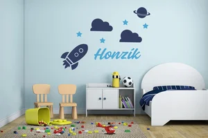 Samolepka Raketa s jménem pro kluky - modrá