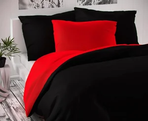 Saténové povlečení Luxury Collection 140x220/70x90 cm Černo-červené