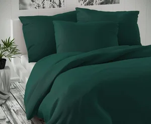 Saténové povlečení Luxury Collection tmavě zelené 240x200 + 70x90 cm