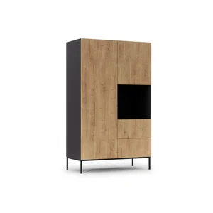 Šatní skříň BOLSENA 120 cm, černý mat/dub artisan