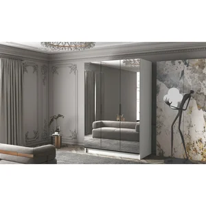 Šatní skříň CALPE 150 III – bílo-černé úchytky