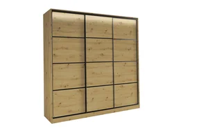 Šatní skříň HARAZIA 200 – bez zrcadla, 4 šuplíky, 2 šatní tyče, dub artisan
