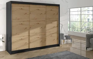 Šatní skříň Hardy II v černé a dub artisan