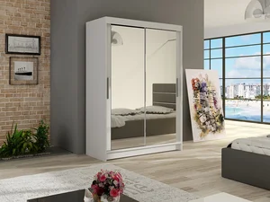 Šatní skříň KENDI VII s zrcadlem, bílá matná