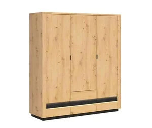 Šatní skříň OSTIA Dub artisan a černý lesk