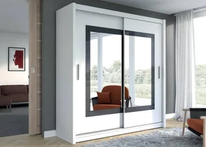 Šatní skříň PRESTON bíla s posuvnými dveřmi