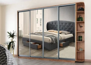 Šatní skříň SARDI 240 cm – dub kraft zlatý se zrcadlem