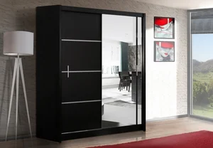 Šatní skříň SARON 180 s posuvnými dveřmi, černá