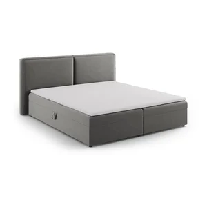 Šedá boxspring postel Arendal 180×200 cm s úložným prostorem