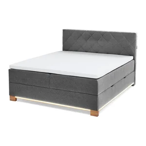 Šedá boxspring postel Messina 180×200 s úložným prostorem