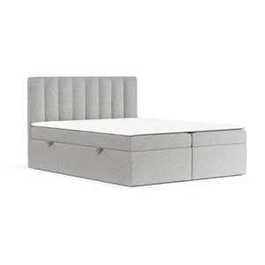 Šedá boxspring postel s úložným prostorem 180x200 cm Novento